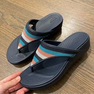 NEW Crocs Monterey Bead Strap Wedge Flip Women 7